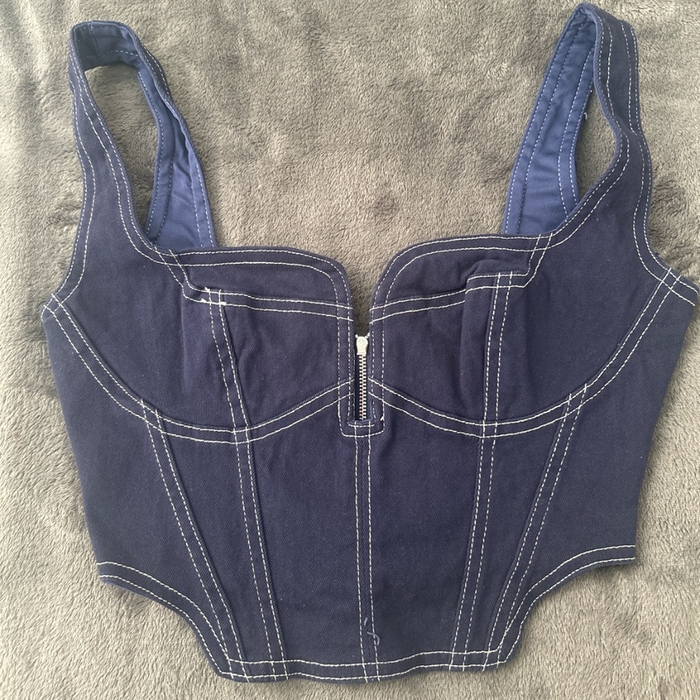 Denim cropped corset top